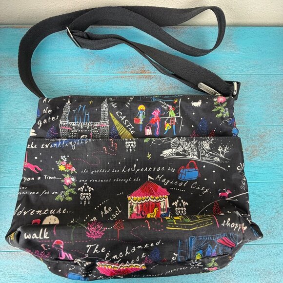 LeSportSac Crossbody "Wonderland" Print Limited Edition Black - Picture 6 of 6